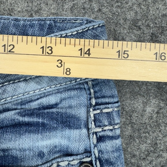 Paisley Sky Jeans Women's Size 4 Acid Wash Mid Rise Skinny Leg Denim Embellished - Picture 6 of 11